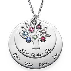 Personalized Mothers Birthstone Family Tree Necklace
