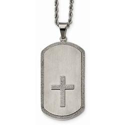 Stainless Steel Brushed Laser Cut Cross Dog Tag