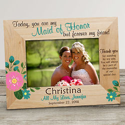 Bridesmaid's Personalized Flower Wooden Picture Frame