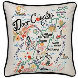 Hand Embroidered Door County Pillow