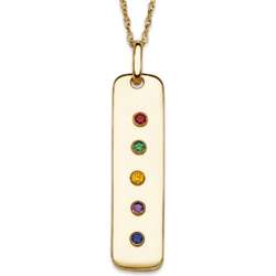 Gold Over Sterling Silver Family Birthstone Bar Pendant