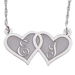 Sterling Silver Couple's Initials Intertwined Hearts Pendant