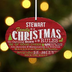 Personalized Family Christmas Rules Ornament