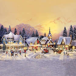 Thomas Kinkade Christmas Village Set