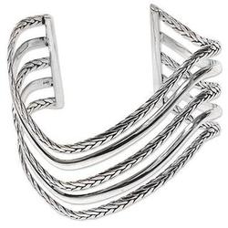 Sterling Silver Cuff Bracelet Parallel Paths
