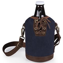 Personalized Glass Beer Growler with Laceup Front Tote