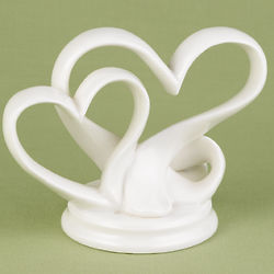 Double Heart Cake Topper with Porcelain Base