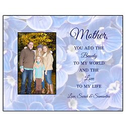 Mother's Personalized Floral Photo Frame in Blue