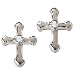 Small Sterling Silver Cross Earrings