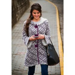 Ups and Downs Alpaca Blend Hooded Sweater Coat