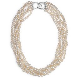 Freshwater Cultured Pearl Twist Necklace with Sterling Silver