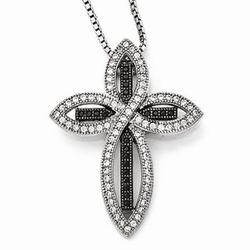 Brilliant Embers Sterling Silver Cubic Zirconia Cross Necklace