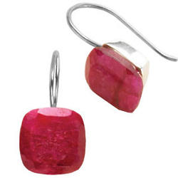 Square Ruby Solitaire Earrings