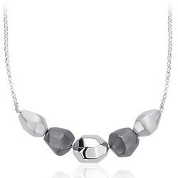 Multi-Finish Pebble Statement Necklace in Sterling Silver
