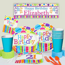 Bright and Bold 21st Birthday Deluxe Party Pack