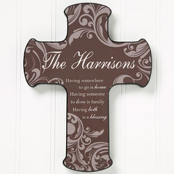 Personalized Family Blessings Wood Wall Cross