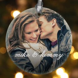 You & I Single Sided Personalized Couple Photo Ornament