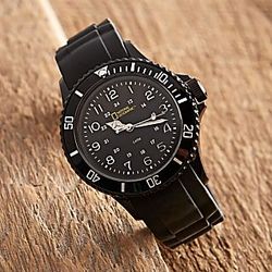 Black Silicon Band Watch