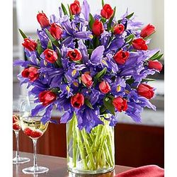 Deluxe Hugs and Kisses Red and Purple Bouquet