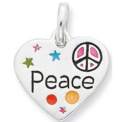 Sterling Silver Heart Peace Charm