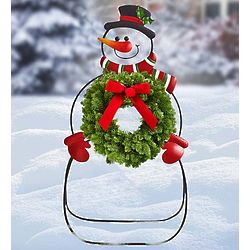 Holiday Snowman Stand with Wreath