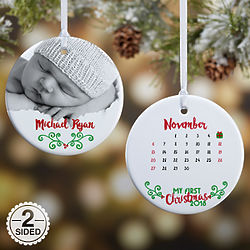Baby's 1st Christmas 2-Sided Calendar and Photo Ornament