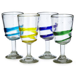 4 Recycled Swirl Sangria Glasses