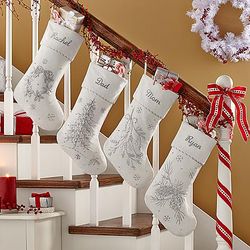 Personalized White Christmas Beaded Velvet Stocking