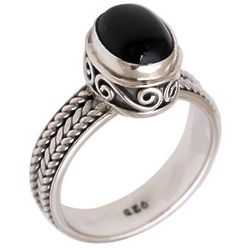 Snail Mail Onyx Solitaire Sterling Silver Ring