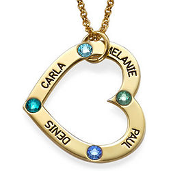 18K Gold Plated Birthstone Heart Necklace