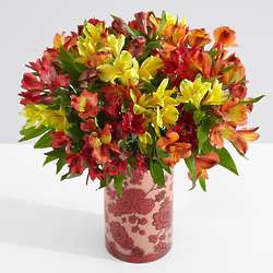 100 Blooms of Autumn Peruvian Lilies in Fall Floral Vase