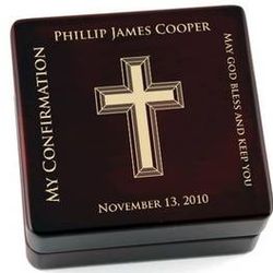Personalized Contemporary Confirmation Wooden Rosary Box