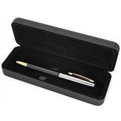 Black Gold and Silver Engravable Ballpoint Pen