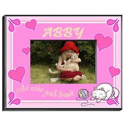 Girl's Personalized Kitten Heart Picture Frame