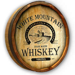 Personalized White Mountain Whiskey Quarter Barrel Sign