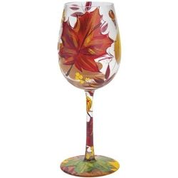 Autumn Leaves Handpainted Wine Glass