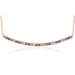 Multi-Gemstone Delicate Bar Necklace in 14k Rose Gold