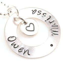 Couple's Circle My Heart Personalized Hand-Stamped Necklace