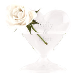 Personalized Clear Blown Glass Wedding Heart Vase