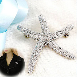 Crystal Accent Silver Tone Starfish Brooch