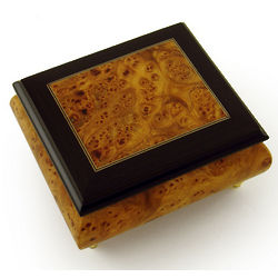 Burl-Elm with Rosewood Border Music Jewelry Box