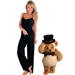 Nuts for You Teddy Bear and Black Velour Lounge Set