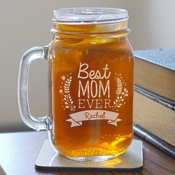 Engraved Best Mom Mason Jar