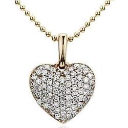 Heart Diamond Pendant in 14 Karat Yellow Gold