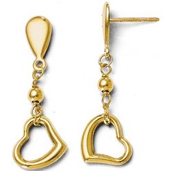 14k Gold Polished Heart Dangle Earrings