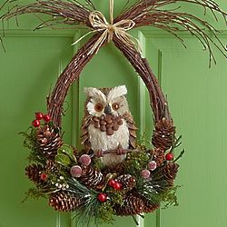 Faux Woodland Owl Wreath