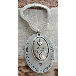 I Love You to the Moon Personalized Hand Stamped Key Chain