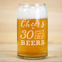 Personalized Cheers to Birthday Beer Can Glass