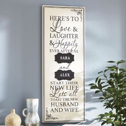 Personalized Love, Laughter, and Happily Ever After Wall Plaque