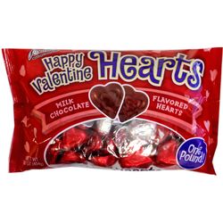 Chocolate Valentine Hearts in Red and Silver foil 16oz Bag